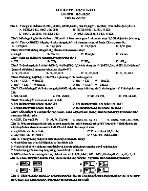 Đề kiểm tra học kì I - Đề 2 môn thi Hóa Học